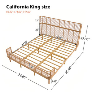 English Elm Christopher Knight Home® - California King Handcrafted PE Wicker Bed with Wingback Headboard, Metal Frame Support, Breathable Design N758P294474N