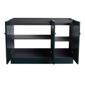 English Elm 48" Modern Freestanding Bathroom Vanity with Integrated Basin, Adjustable Shelf & 3 Metal Handles Dark Green W999P241075