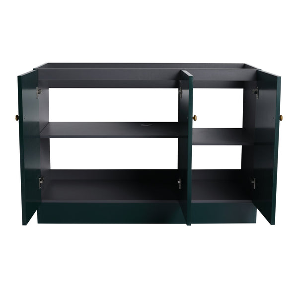 English Elm 48" Modern Freestanding Bathroom Vanity with Integrated Basin, Adjustable Shelf & 3 Metal Handles Dark Green W999P241075