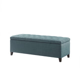 Madison Park Shandra Transitional Tufted Top Soft Close Storage Bench FUR105-0041 Blue