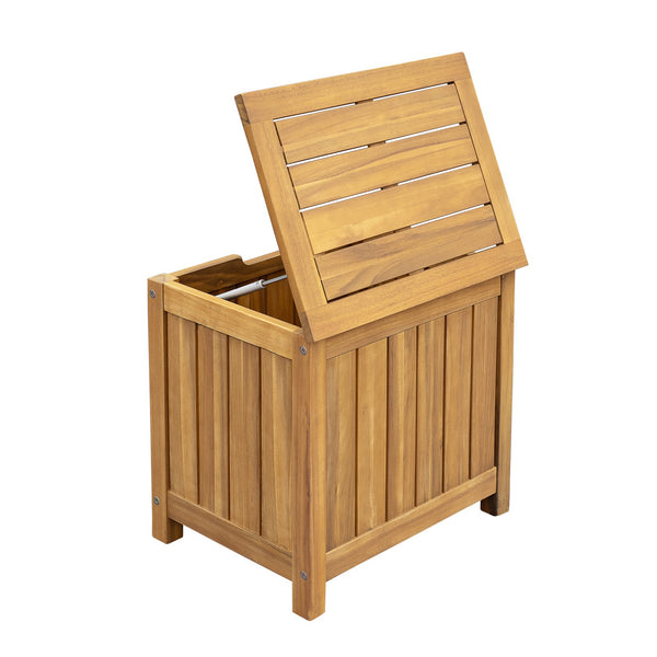 English Elm Christopher Knight Home® - Portside Teak 30-Gallon Wood Deck Box — Solid Acacia, Weather & UV-Resistant Storage Bench with Lid Supports N775P251111T