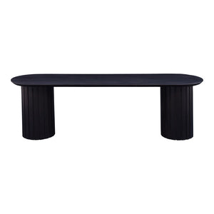 English Elm Povera Sculptural Solid Acacia Wood Dining Bench with Organic Rippled Pillar Base B2769P498412