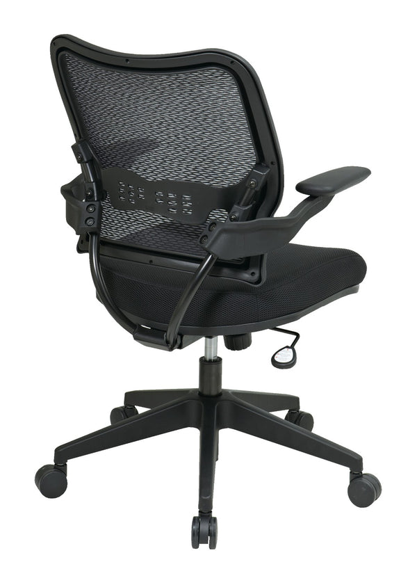 OSP Home Furnishings Deluxe Mesh Back Office Chair with Lumbar Support Synchro Tilt and Padded Arm Rests Black 13-37N1P3