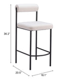 Livorno Counter Stool - Set of 2 Ivory 109811 Zuo Modern