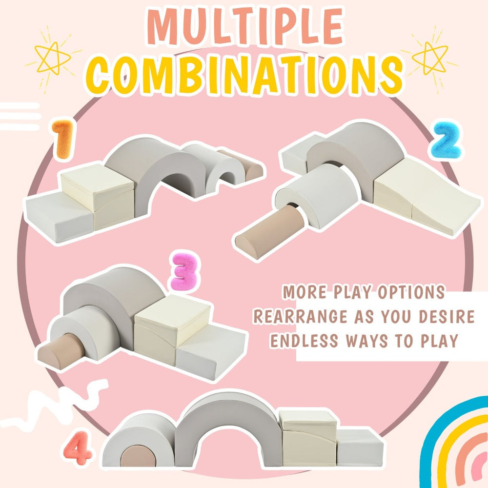 English Elm 5-piece Foam Kids Climbing Set Modular Toddler Play Structure for Indoor Playrooms N710P170358E