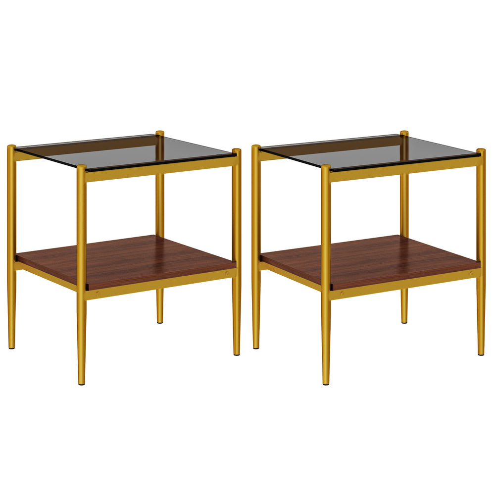 English Elm Coffee Table And End Tables Set Of 3 - Sleek Gray Tempered Glass & Mdf, Modern Living Room Decor W241S00045
