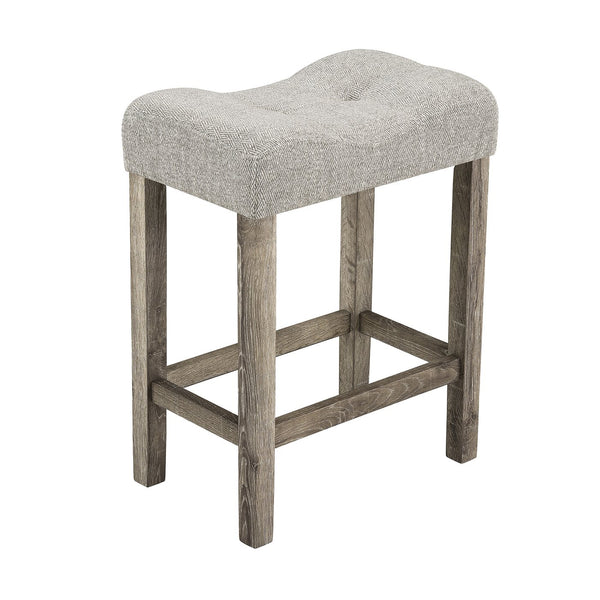 English Elm Dining Round 5-Piece Table Set with Solid Wood Chairs, Linen Upholstery, Industrial Modern Style Brown W487P333512