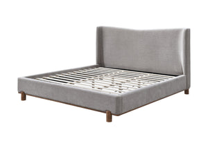 English Elm Melbourne Chenille Upholstered Eastern King Bed with Walnut Legs for Modern Bedroom B2756S00029