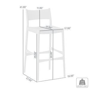 English Elm Erie Solid Oak Bar Stool with Woven Paper Cord Seat for Kitchen Island or Home Bar B2736P464817