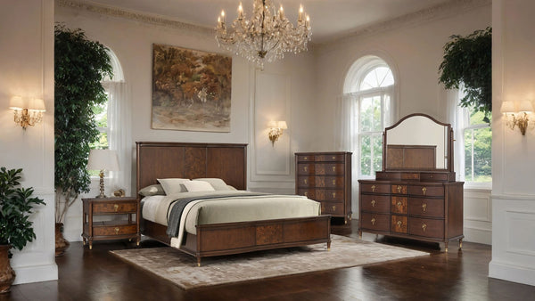 English Elm 1pc Transitional Dark Cherry Rubberwood Chest Dovetail Drawers Gold Knobs Bedroom B2741P446686