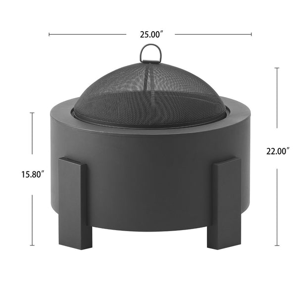 English Elm Flicker Steel Outdoor Fire Pit with Spark Screen and Powder Coated Rust Resistant Finish N772P357159B