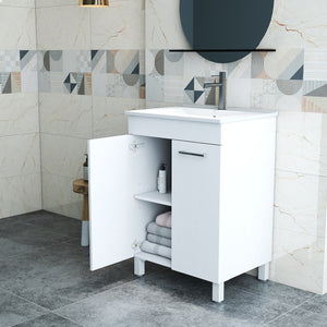 English Elm 24-Inch Modern Bathroom Vanity & Sink Combo – Space-Saving, Soft-Close Doors, Adjustable Shelf & Glossy Finish W3151S00028