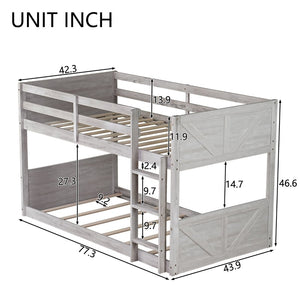 English Elm Twin Over Rubberwood Bunk Bed Convertible with Storage Drawers and Safety Rails Antique White W504S00285