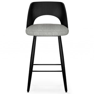 English Elm Callie Contemporary Counter Height Stool Set of 2 with Vegan Faux Leather Upholstery and Footrest Grey B136P252646