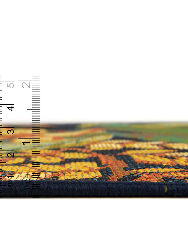 Unique Loom Outdoor Botanical Calypso Machine Made Floral / Botanical Rug Multi, Light Blue/Navy Blue/Orange/Brown/Olive/Ivory/Yellow 5' 4" x 6' 1"