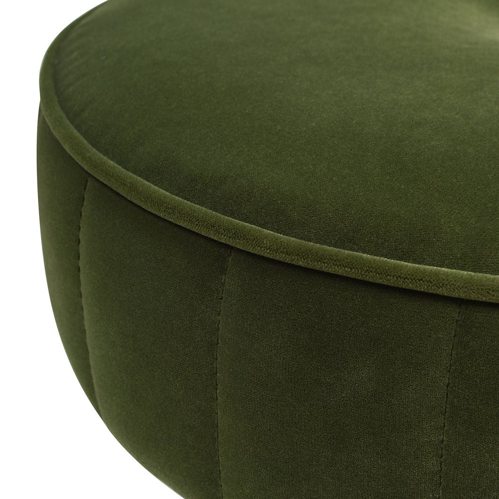 English Elm Jennifer Taylor Home - Riley 16" Round Footstool Ottoman – Olive Green Performance Velvet, Handmade Mid-Century Tufted Comfort B2719P238422