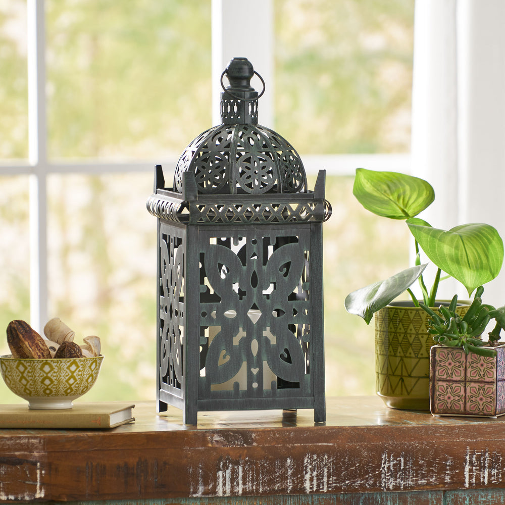 English Elm Christopher Knight Home® - LANTERN Handcrafted Iron Decorative Lantern with Black Patina Finish, Hanging Ring, Vintage Charm 69374.00