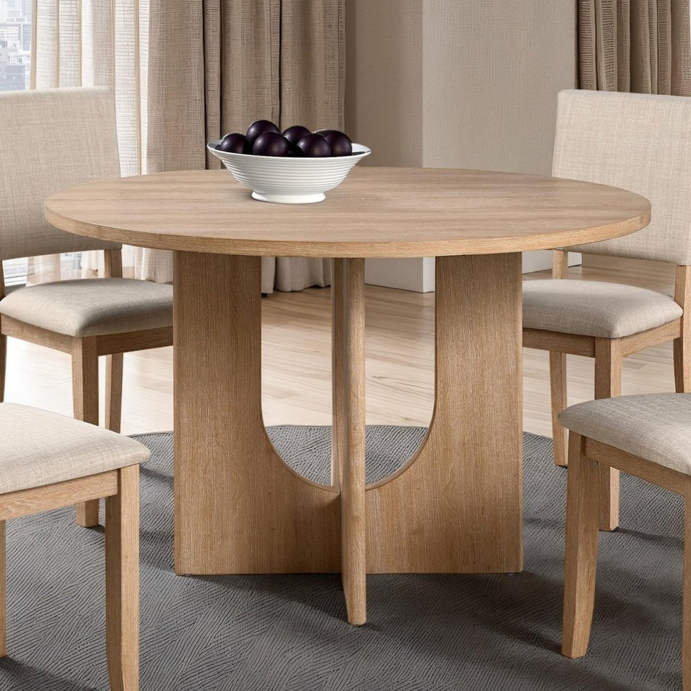 English Elm Classic Round Pedestal Dining Table Rubberwood Matte Finish Seats Four Modern Home Natural B2741P421161