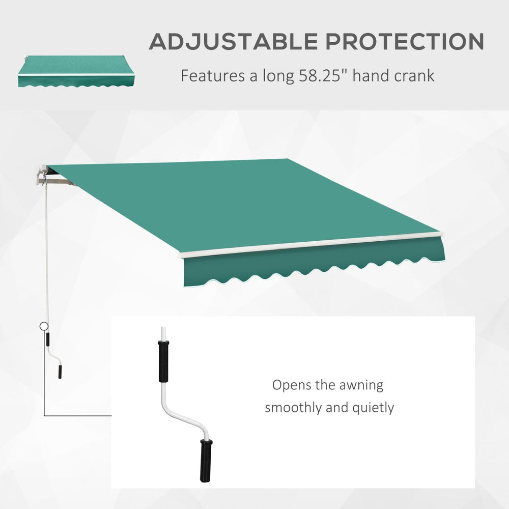 English Elm Retractable Patio Awning with Manual Crank Aluminum Frame Uv Blocking Canopy T3971P384334
