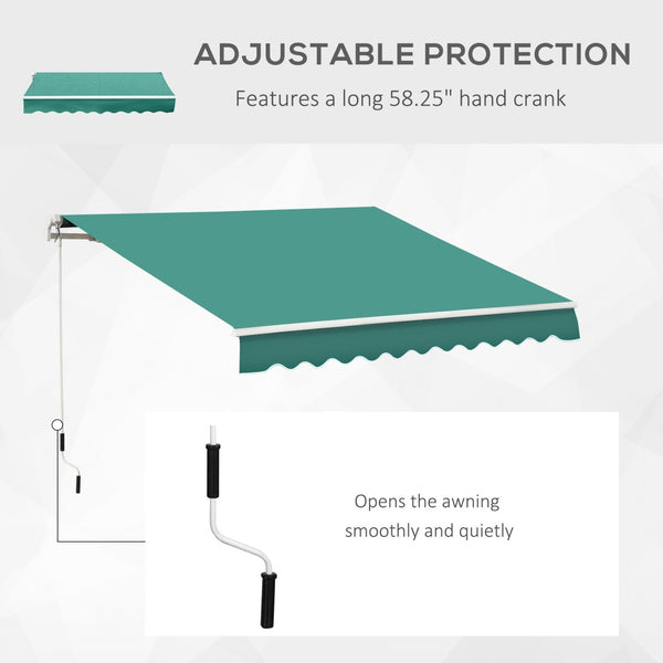 English Elm Retractable Patio Awning with Manual Crank Aluminum Frame Uv Blocking Canopy T3971P384334