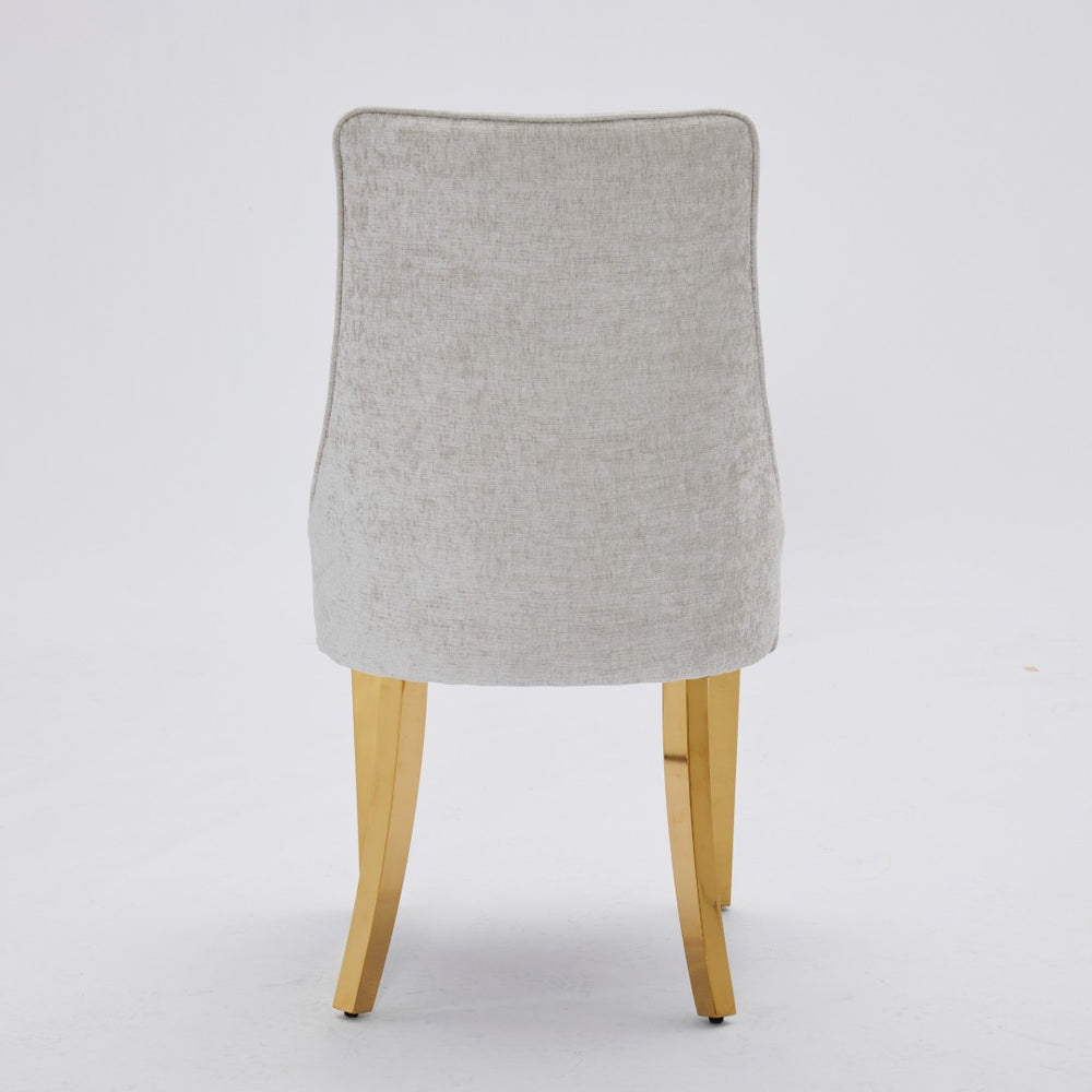 English Elm Rayon Upholstered Accent Dining Chairs Set Of 2 - Chic Chenille Fabric With Golden Stainless Steel Legs W1143P293313-GIGA