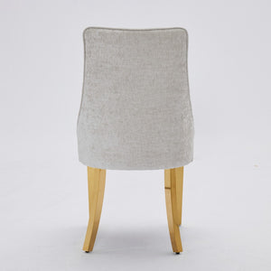 English Elm Rayon Upholstered Accent Dining Chairs Set Of 2 - Chic Chenille Fabric With Golden Stainless Steel Legs W1143P293313-GIGA