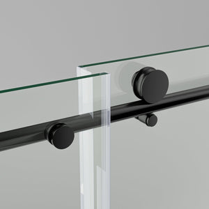 English Elm 56-60"W Frameless Sliding Shower Door with 5/16" Tempered Glass, Smooth Whisper-Quiet Rollers, Easy-Clean Coating Matt Black W1865S00162