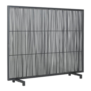 English Elm Willow Iron Fireplace Screen Powder Coated Vertical Bar Grid for Modern Interiors Black N775P386927B