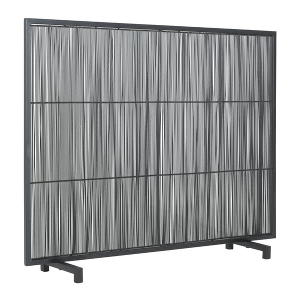 English Elm Willow Iron Fireplace Screen Powder Coated Vertical Bar Grid for Modern Interiors Black N775P386927B