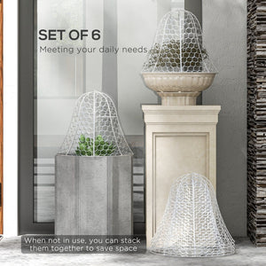 English Elm Outsunny Garden Chicken Wire Cloches - 6 Pack Metal Plant Protectors For Seedlings & Herbs W2225P200895-GIGA