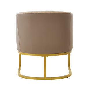 English Elm Modern Faux Fur Accent Chair Plush Upholstered Seat with Gold Iron Legs for Any Room Brown N763P360688D