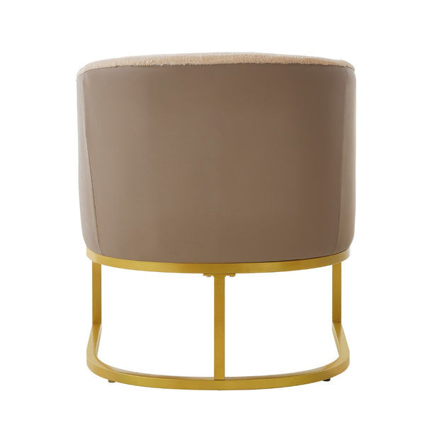 English Elm Modern Faux Fur Accent Chair Plush Upholstered Seat with Gold Iron Legs for Any Room Brown N763P360688D