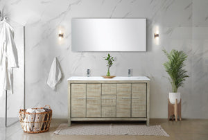 English Elm Rustic Acacia Double Bath Vanity 60" W X 20" D With Durable Cultured Marble Top & Chrome Faucet Set B2731P259459-GIGA