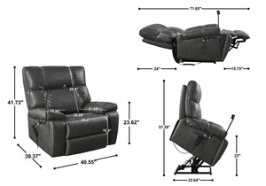 English Elm Recliner Power Lift with Dual OKIN Motors, Massage & Lumbar Heat, Infinite Recline, Cup Holders Gray W820S00024