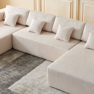 English Elm Reversible Corduroy U-Shaped Sectional Sofa - Plush Comfort For Modern Living Rooms! W1765S00118-GIGA