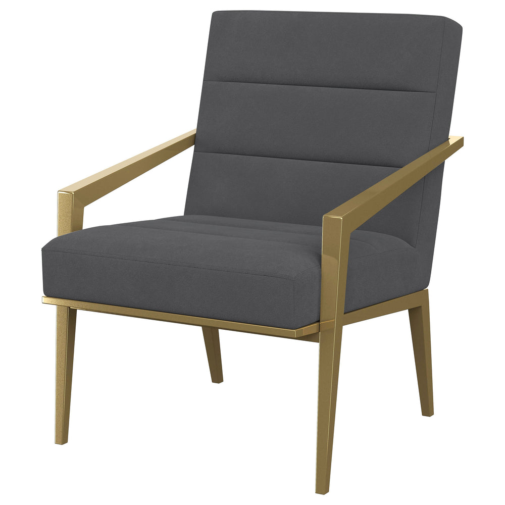 English Elm Merriman Upholstered Metal Arm Accent Chair with Gold Frame, Sculpted Sloping Arms and Luxe Comfort (96) DARK GREY B062P299927