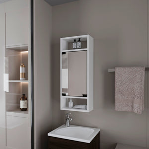 English Elm Amory Mirrored Medicine Cabinet White – Durable Engineered Wood, Slim 33.5" x 17" Wall Mount, Modern Bathroom Storage B092P315583
