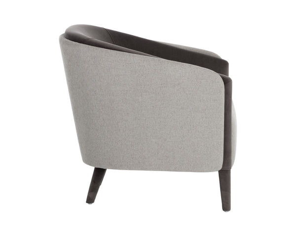 Sunpan SHEVA Armchair - Elegant Barrel-Back Design in Ernst Sandstone & Meg Ash for Modern Interiors 110340