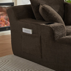English Elm Oversized Chaise Lounge Chair with Plush Faux Fur Upholstery, Ergonomic Pocket-Spring Comfort, No Assembly Required Dark Brown W2339P360515
