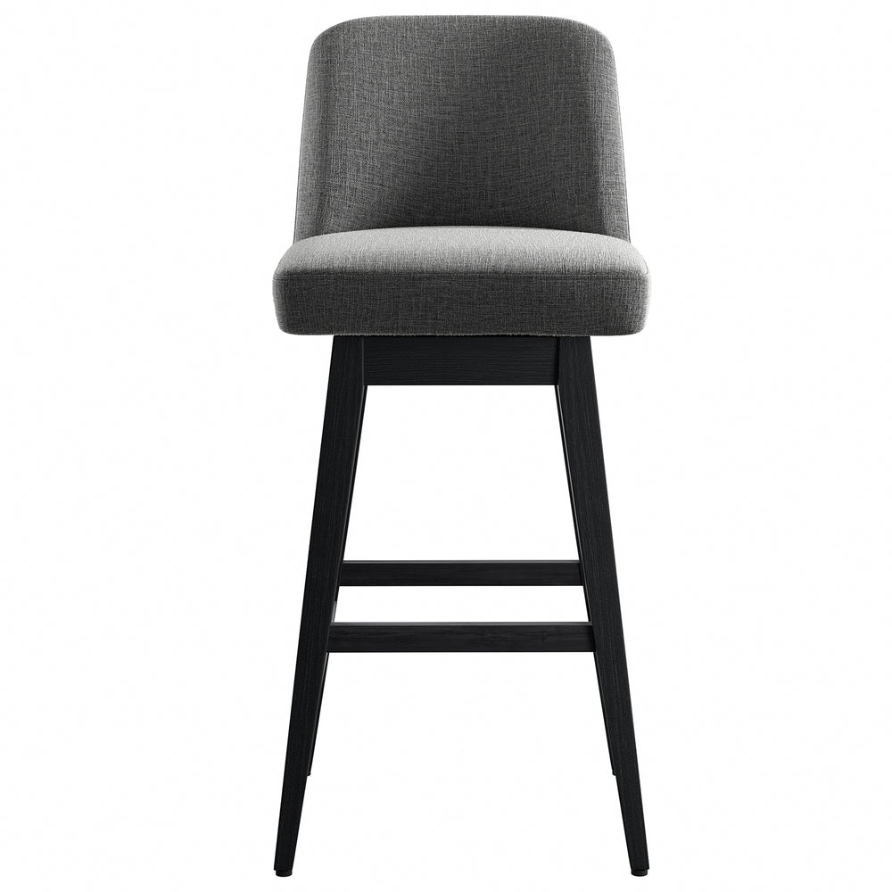 English Elm 360 Swivel Counter Stool Set of 2 with Waterproof Fabric, Solid Wood Frame, High-Density Foam Comfort Charcoal W2912P239164