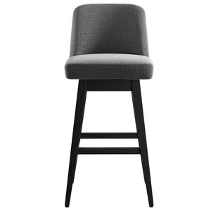 English Elm 360 Swivel Counter Stool Set of 2 with Waterproof Fabric, Solid Wood Frame, High-Density Foam Comfort Charcoal W2912P239164