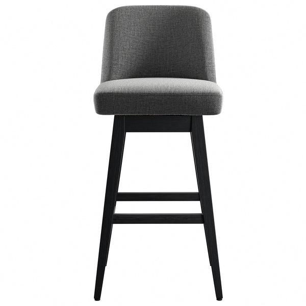 English Elm 360 Swivel Counter Stool Set of 2 with Waterproof Fabric, Solid Wood Frame, High-Density Foam Comfort Charcoal W2912P239164