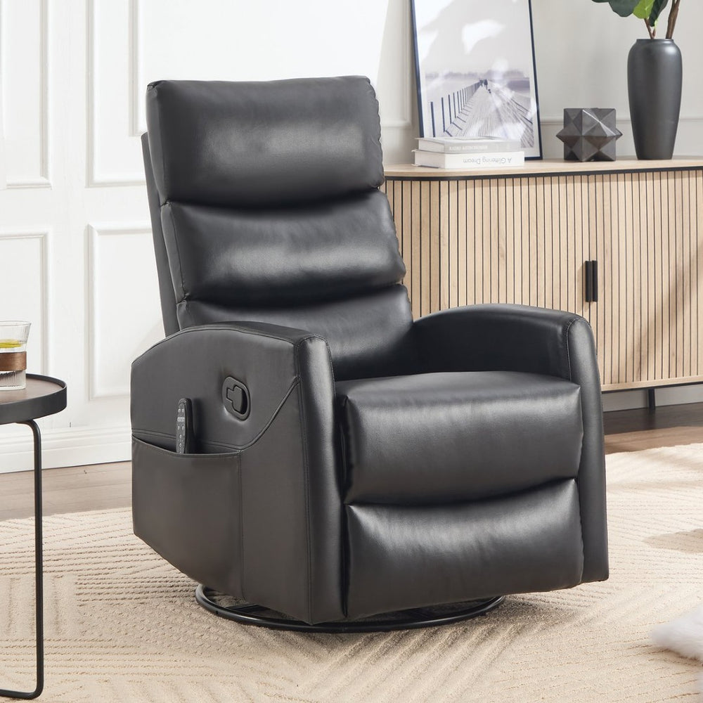 English Elm Heat Massage Rocker Swivel Recliner with 8 Vibrating Nodes Fabric Living Room Chair W3224P321856