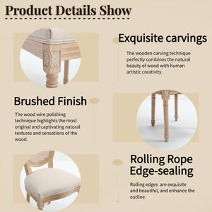 English Elm French Country Dining Chairs Set Of 2 - Upholstered Rattan Back, Elegant Carved Design For Home Use W3426P324257