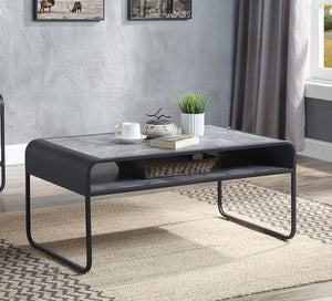 English Elm Modern Minimalist Coffee Table With Faux Concrete Top & Metal Frame - Stylish Storage Solution For Living Rooms B2741P337037