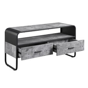 English Elm Modern Sleek TV Stand with Faux Concrete Top and Open Shelf Storage Minimalist Frame for Living Room Decor and Media Organization Black,Gray 17 L x 42.5 W x 8.5 H B2741P337133