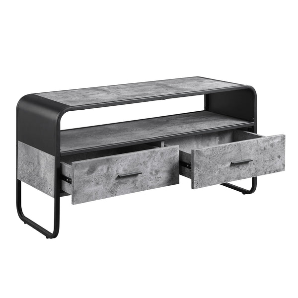 English Elm Modern Sleek TV Stand with Faux Concrete Top and Open Shelf Storage Minimalist Frame for Living Room Decor and Media Organization Black,Gray 17 L x 42.5 W x 8.5 H B2741P337133
