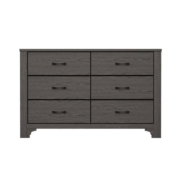 English Elm Wallace & Bay - Brown Modern Farmhouse 6-Drawer Dresser in Stone Brown Laminate Wood Look — Spacious, Stylish Storage B361P384481