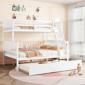 English Elm Twin Over Full Bunk Bed With Trundle - Stylish, Safe, And Convertible Rubberwood Design For Kids W504S00187-GIGA