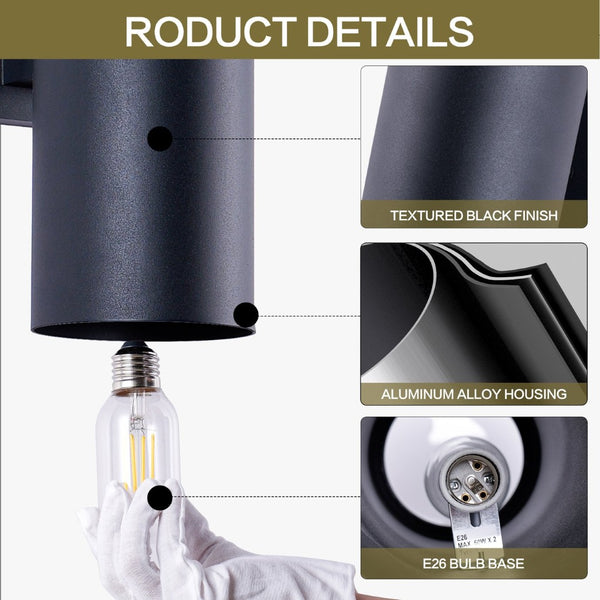 English Elm 18" Aluminum Cylinder Outdoor Wall Sconce Set of Two with up Down Porch Lighting W2312P416009
